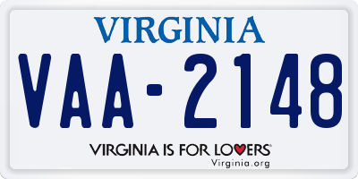 VA license plate VAA2148