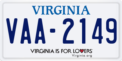 VA license plate VAA2149