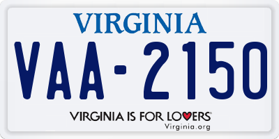 VA license plate VAA2150