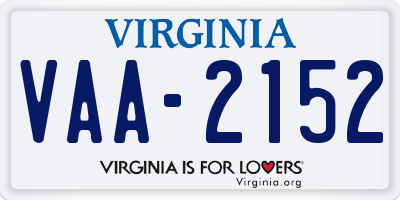 VA license plate VAA2152