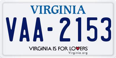 VA license plate VAA2153