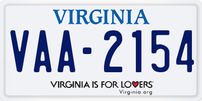 VA license plate VAA2154