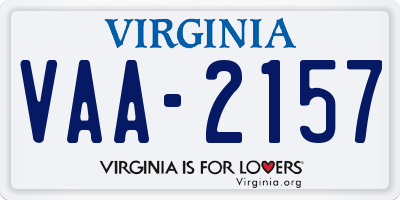 VA license plate VAA2157