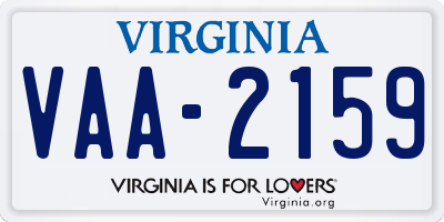 VA license plate VAA2159