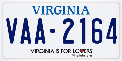 VA license plate VAA2164