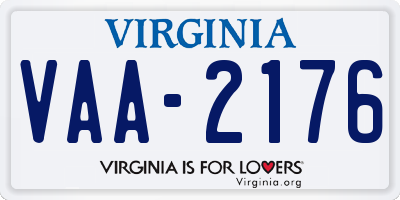 VA license plate VAA2176