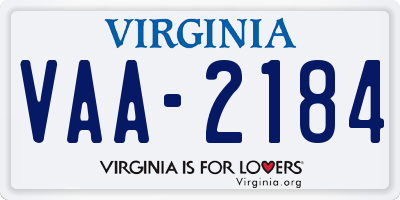 VA license plate VAA2184