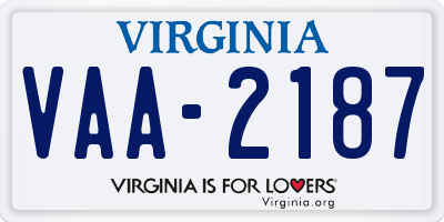 VA license plate VAA2187