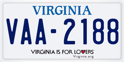 VA license plate VAA2188