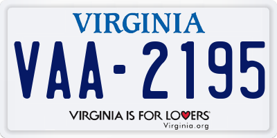 VA license plate VAA2195