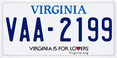 VA license plate VAA2199