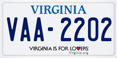 VA license plate VAA2202