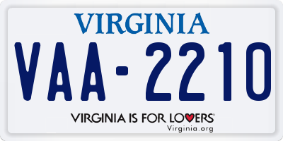 VA license plate VAA2210