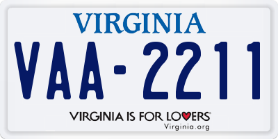 VA license plate VAA2211