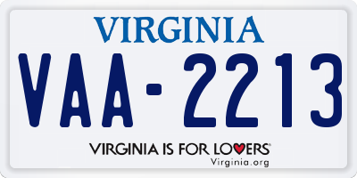 VA license plate VAA2213