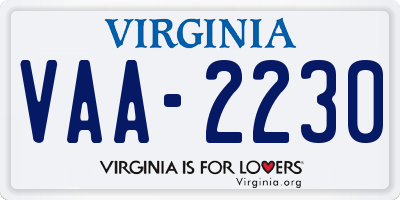 VA license plate VAA2230