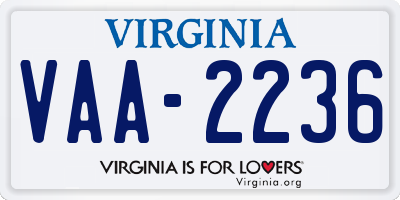 VA license plate VAA2236