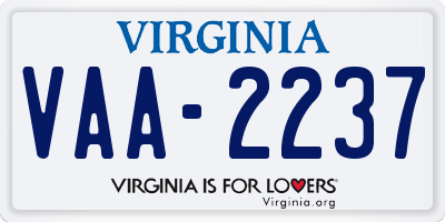 VA license plate VAA2237