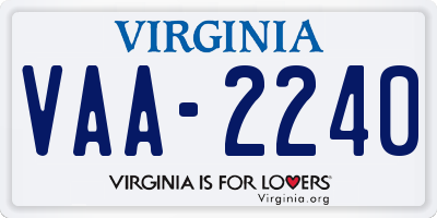 VA license plate VAA2240