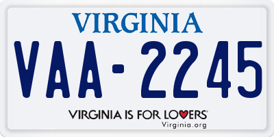 VA license plate VAA2245