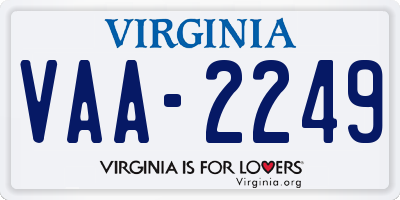 VA license plate VAA2249