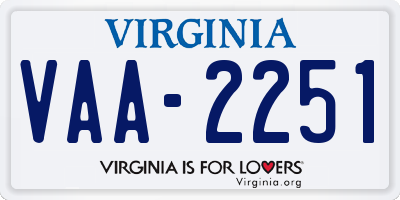 VA license plate VAA2251