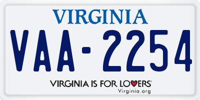 VA license plate VAA2254