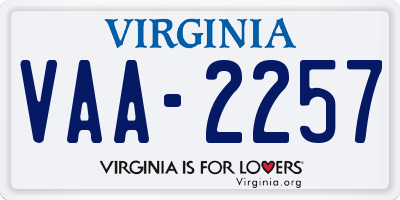 VA license plate VAA2257