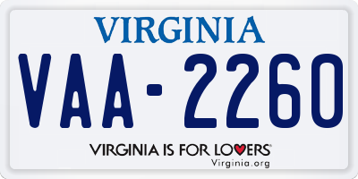 VA license plate VAA2260