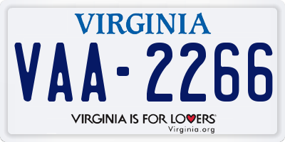 VA license plate VAA2266