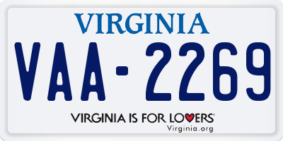 VA license plate VAA2269