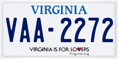 VA license plate VAA2272
