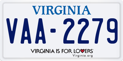 VA license plate VAA2279