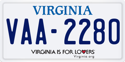 VA license plate VAA2280