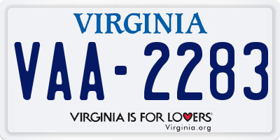 VA license plate VAA2283