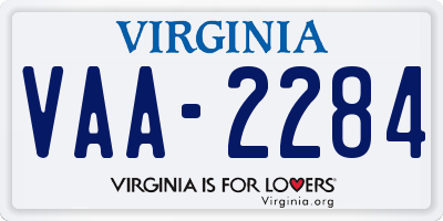 VA license plate VAA2284