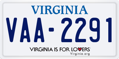 VA license plate VAA2291