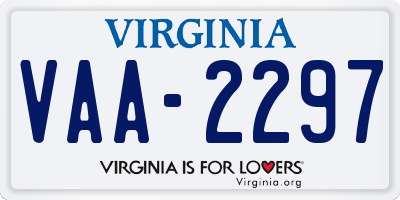 VA license plate VAA2297