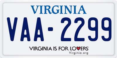 VA license plate VAA2299