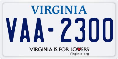 VA license plate VAA2300