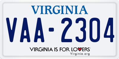 VA license plate VAA2304