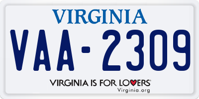 VA license plate VAA2309
