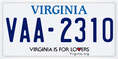 VA license plate VAA2310