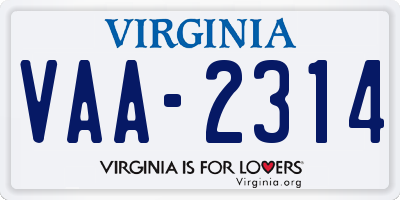 VA license plate VAA2314