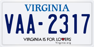 VA license plate VAA2317