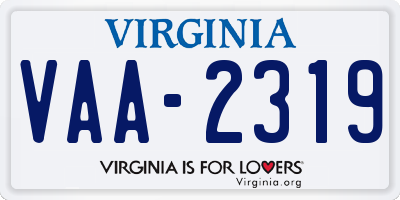 VA license plate VAA2319