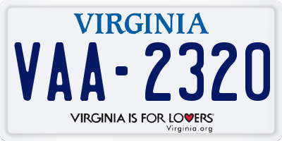 VA license plate VAA2320