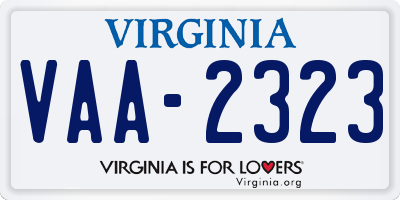 VA license plate VAA2323