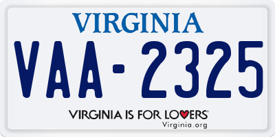 VA license plate VAA2325