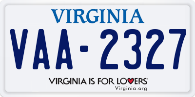 VA license plate VAA2327